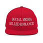 Social Media Killed Romance Flat Bill Brim Snapback Hat - Red