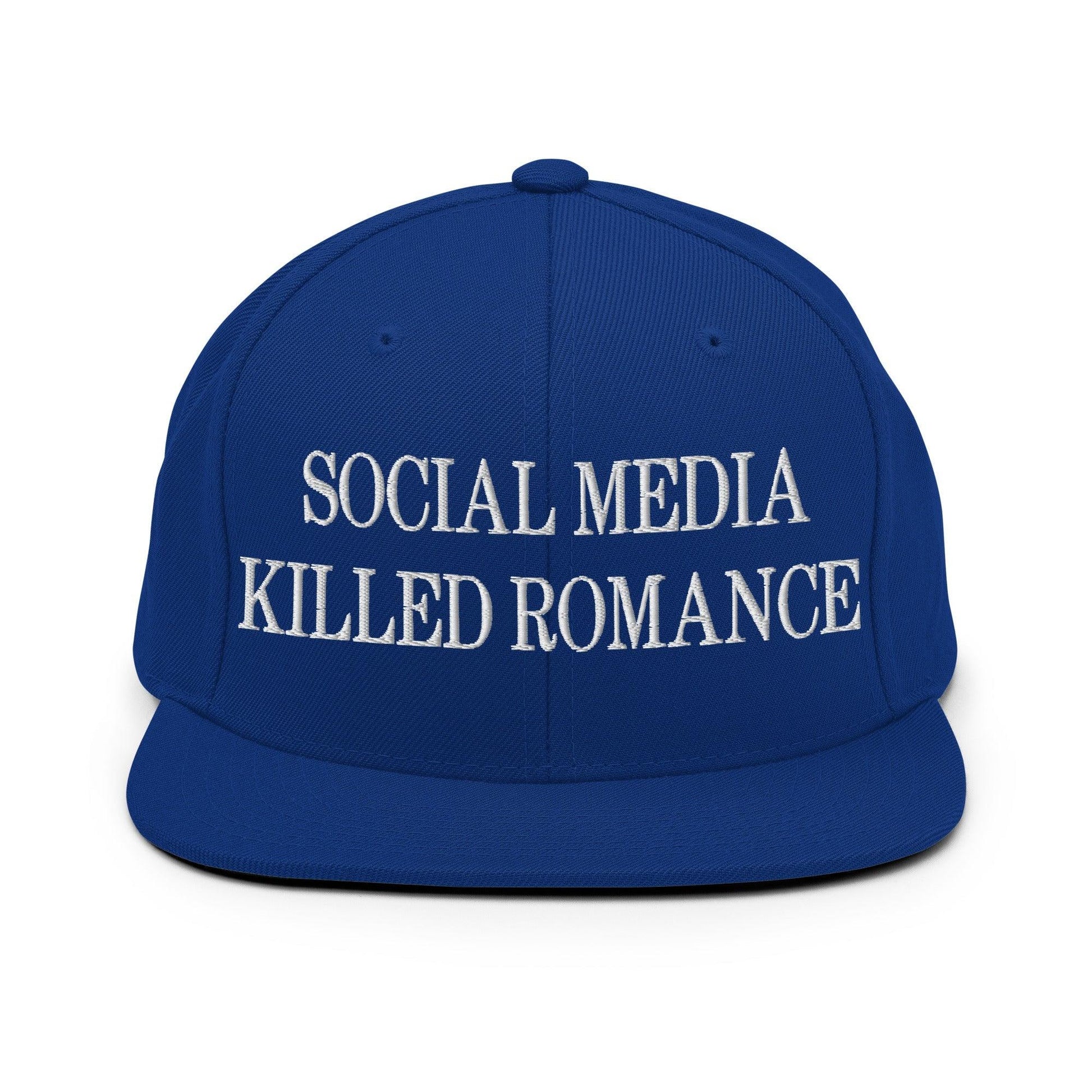 Social Media Killed Romance Flat Bill Brim Snapback Hat - Royal Blue