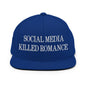 Social Media Killed Romance Flat Bill Brim Snapback Hat - Royal Blue