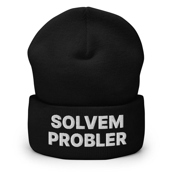 Solvem Probler Embroidered Knit Cuffed Beanie - Black