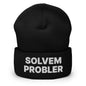 Solvem Probler Embroidered Knit Cuffed Beanie - Black