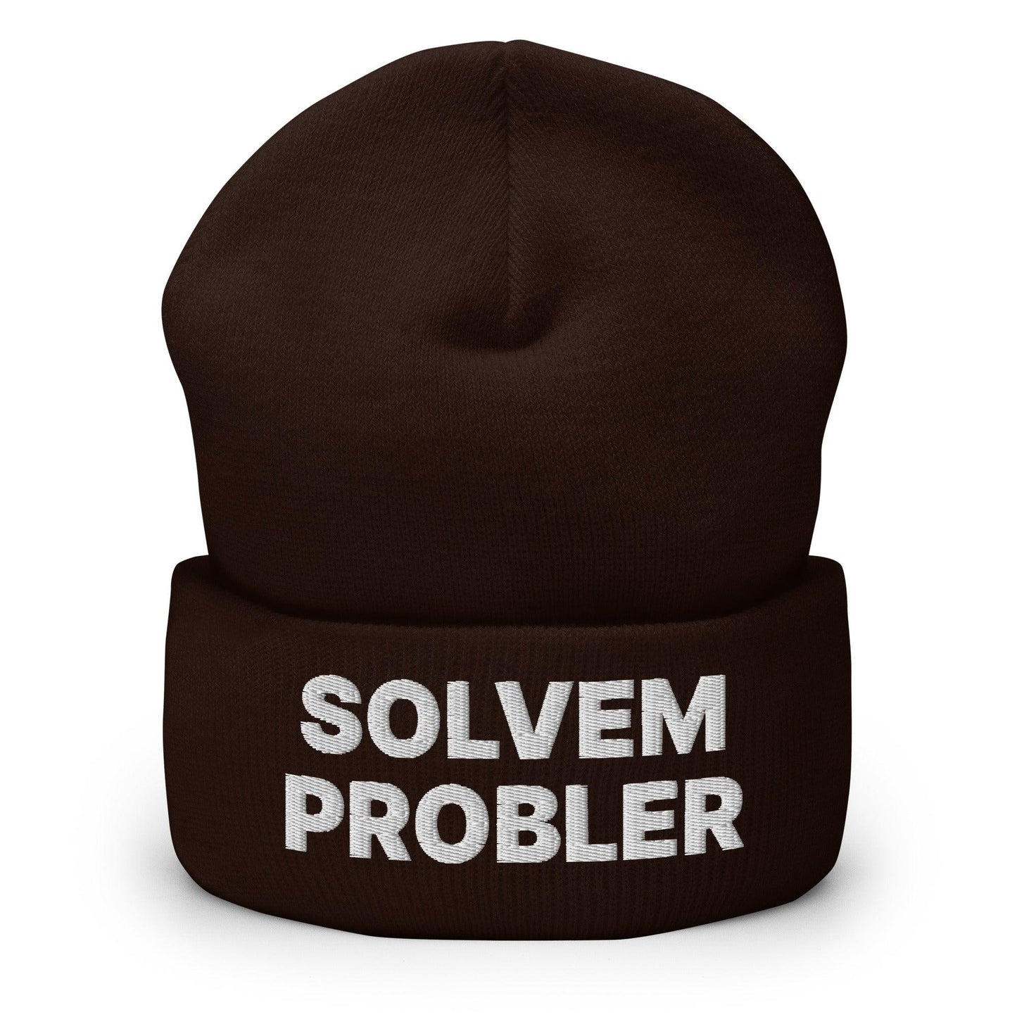 Solvem Probler Embroidered Knit Cuffed Beanie - Brown