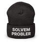 Solvem Probler Embroidered Knit Cuffed Beanie - Dark Grey