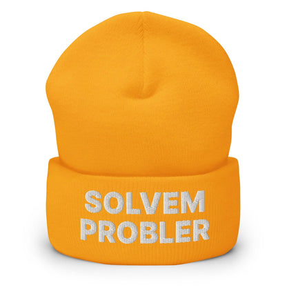 Solvem Probler Embroidered Knit Cuffed Beanie - Gold