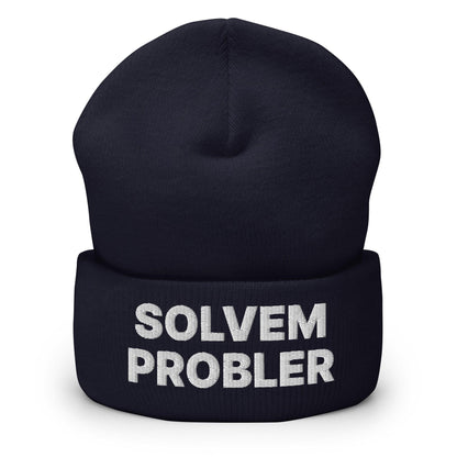 Solvem Probler Embroidered Knit Cuffed Beanie - Navy