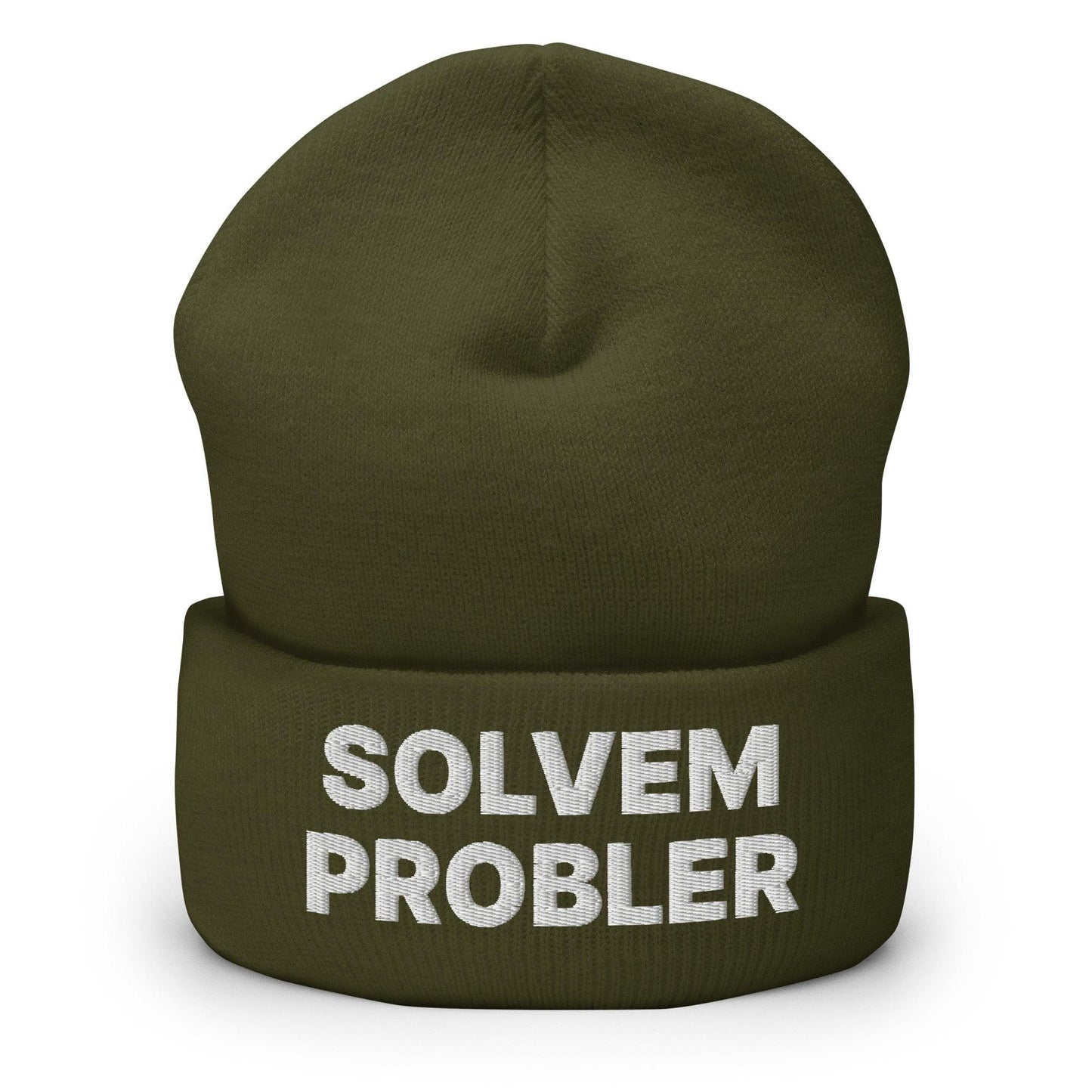 Solvem Probler Embroidered Knit Cuffed Beanie - Olive
