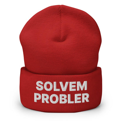 Solvem Probler Embroidered Knit Cuffed Beanie - Red