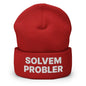Solvem Probler Embroidered Knit Cuffed Beanie - Red