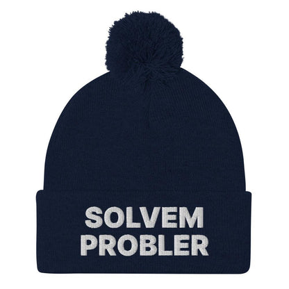 Solvem Probler Embroidered Knit Pom Beanie - Navy