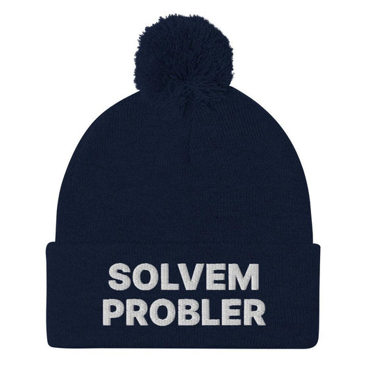 Solvem Probler Embroidered Knit Pom Pom Beanie - Navy