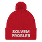 Solvem Probler Embroidered Knit Pom Beanie - Red