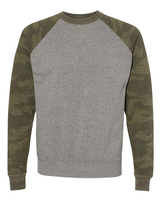 Special Blend Crewneck Raglan Sweatshirt PRM30SBC - Nickel Heather/ Forest Camo / XS - Sweatshirts & Hoodies