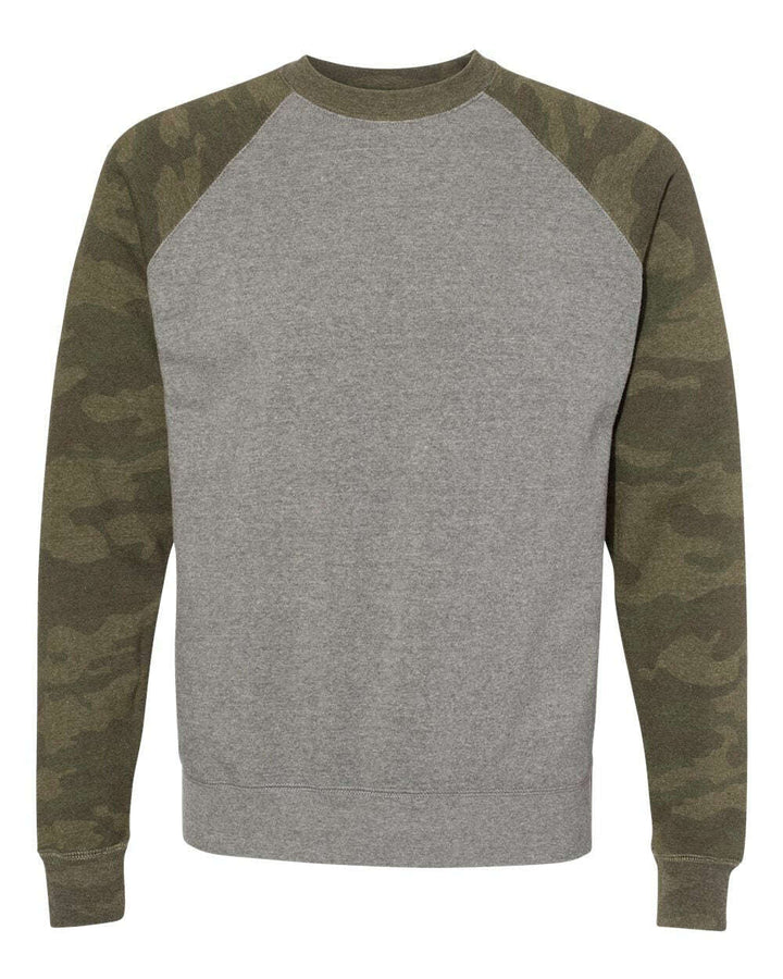 Special Blend Crewneck Raglan Sweatshirt PRM30SBC - Nickel Heather/ Forest Camo / XS - Sweatshirts & Hoodies