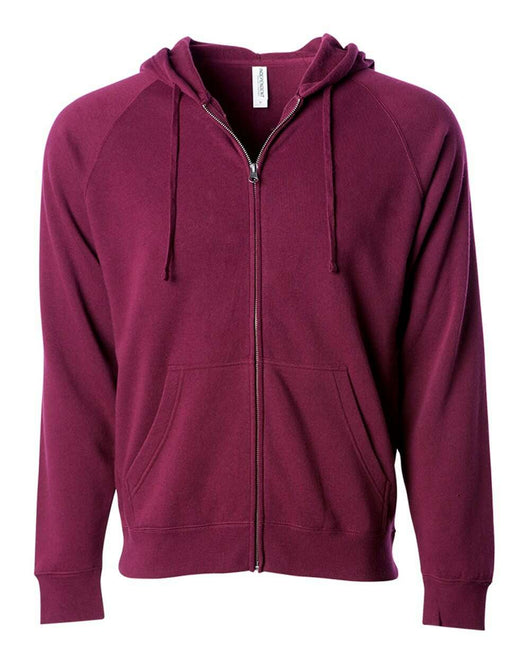 Special Blend Raglan Full-Zip Hooded Sweatshirt PRM33SBZ - Maroon / XS - Sweatshirts & Hoodies