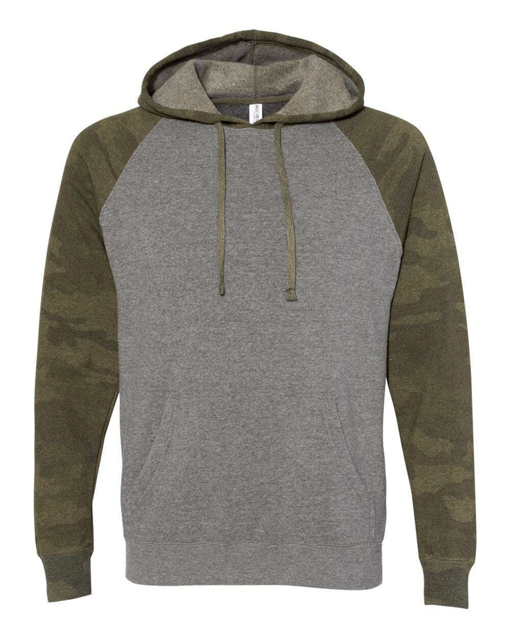 Special Blend Raglan Hooded Sweatshirt PRM33SBP - Nickel Heather/ Forest Camo / XS - Sweatshirts & Hoodies