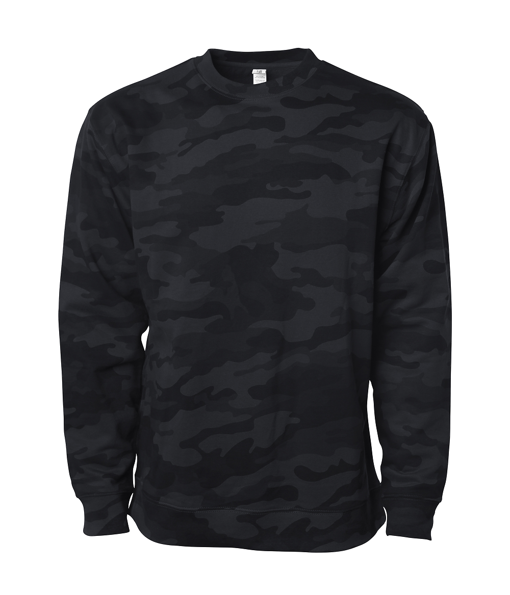 SS3000 - Midweight Crewneck Sweatshirt - Black Camo / XS - CREWNECKS