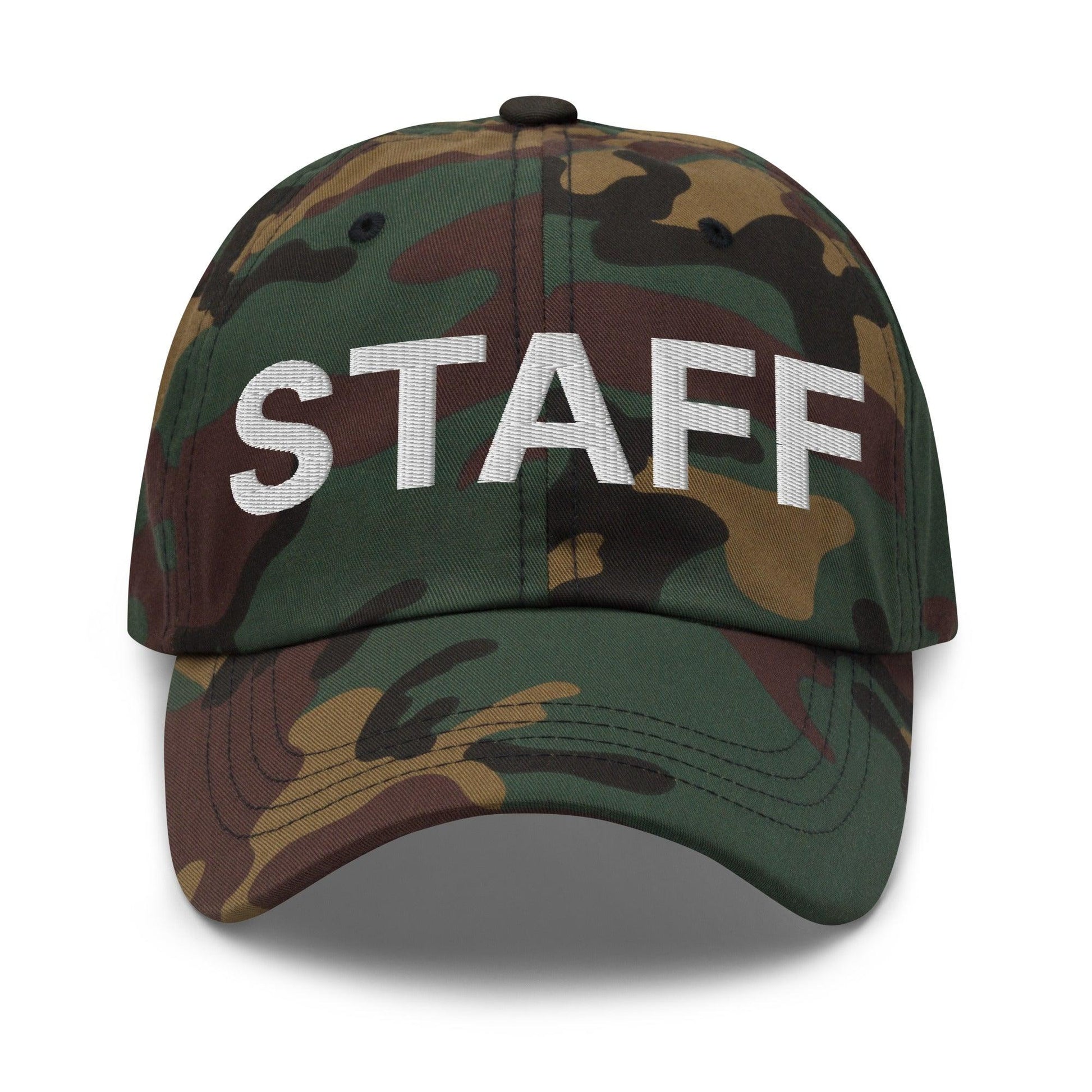 Staff Uniform Work Embroidered Dad Hat - Green Camo