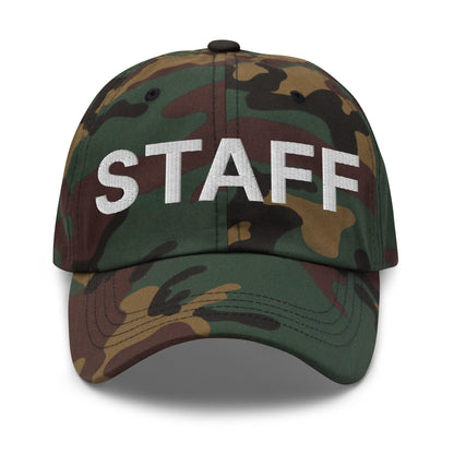 Staff Uniform Work Embroidered Dad Hat - Green Camo