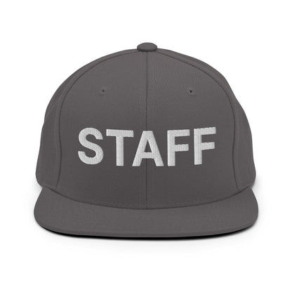 Staff Uniform Work Embroidered Flat Bill Brim Snapback Hat - Dark Grey