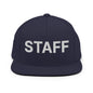 Staff Uniform Work Embroidered Flat Bill Brim Snapback Hat - Navy