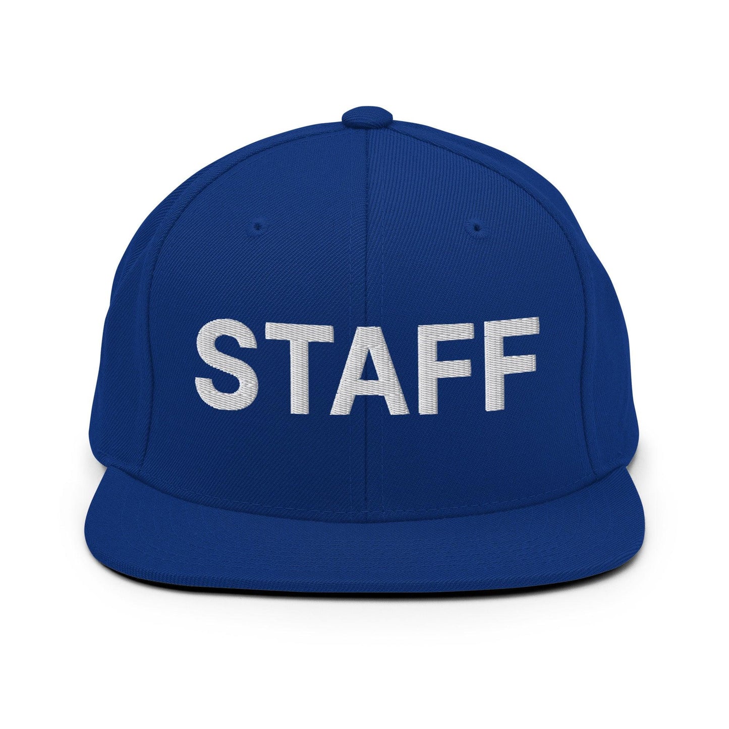 Staff Uniform Work Embroidered Flat Bill Brim Snapback Hat - Royal Blue