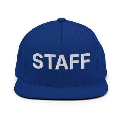 Staff Uniform Work Embroidered Flat Bill Brim Snapback Hat - Royal Blue