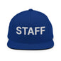 Staff Uniform Work Embroidered Flat Bill Brim Snapback Hat - Royal Blue