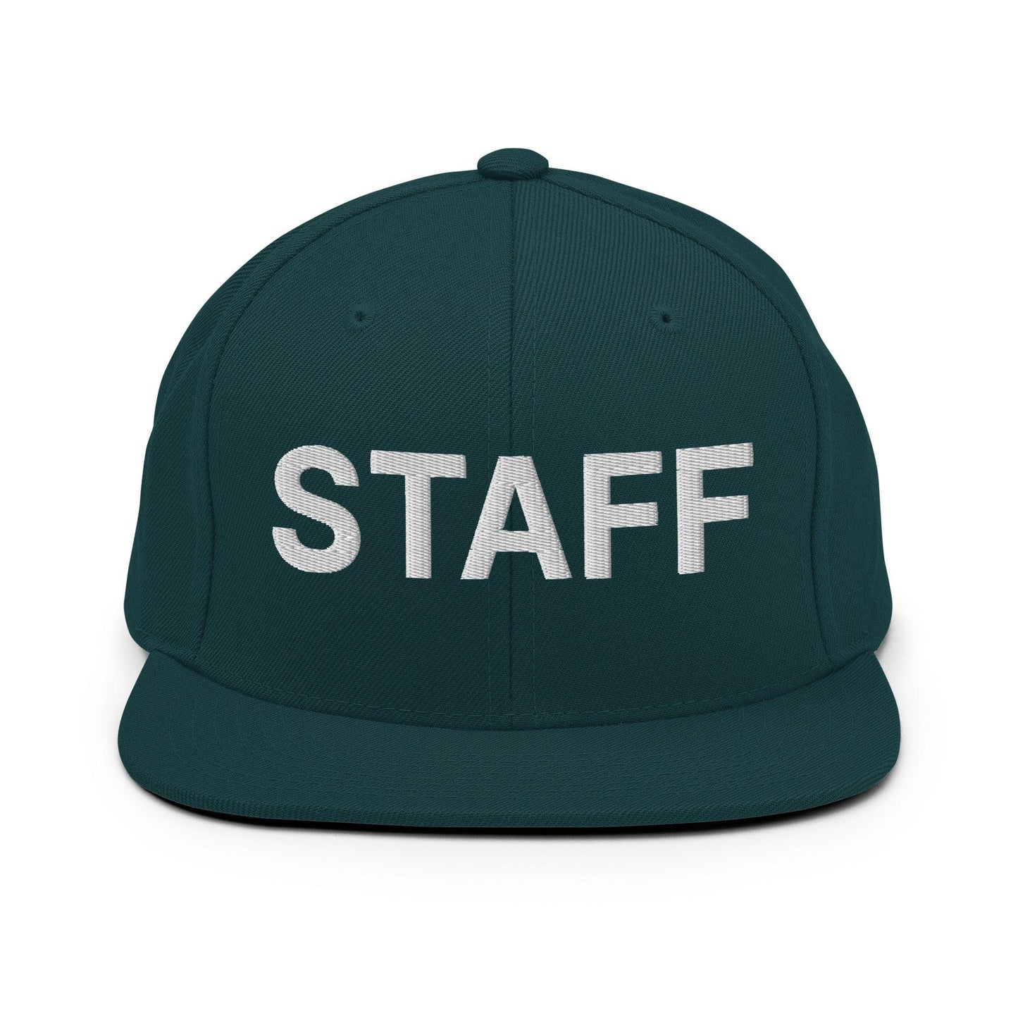 Staff Uniform Work Embroidered Flat Bill Brim Snapback Hat - Spruce