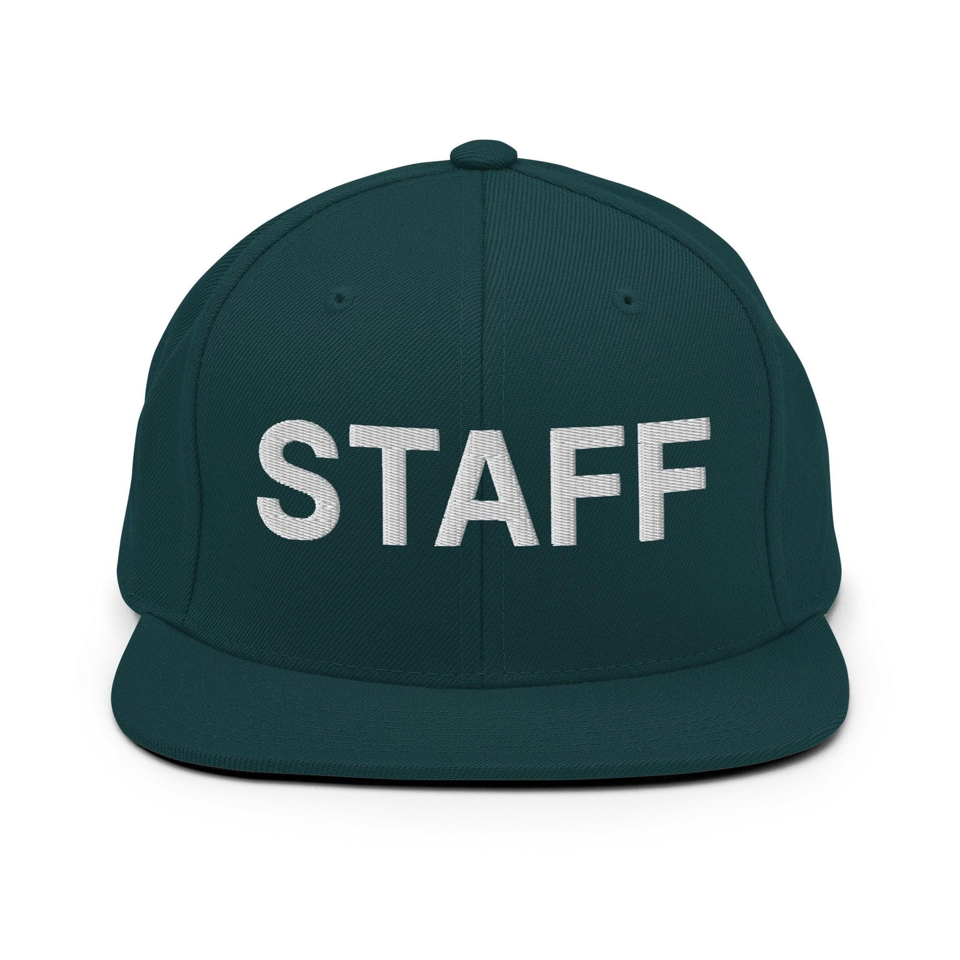 Staff Uniform Work Embroidered Flat Bill Brim Snapback Hat - Spruce