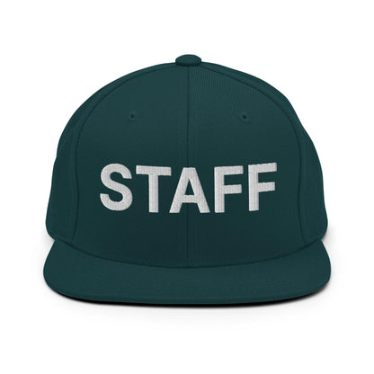 Staff Uniform Work Embroidered Flat Bill Brim Snapback Hat - Spruce