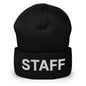 Staff Uniform Work Embroidered Knit Cuffed Beanie - Black