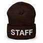 Staff Uniform Work Embroidered Knit Cuffed Beanie - Brown