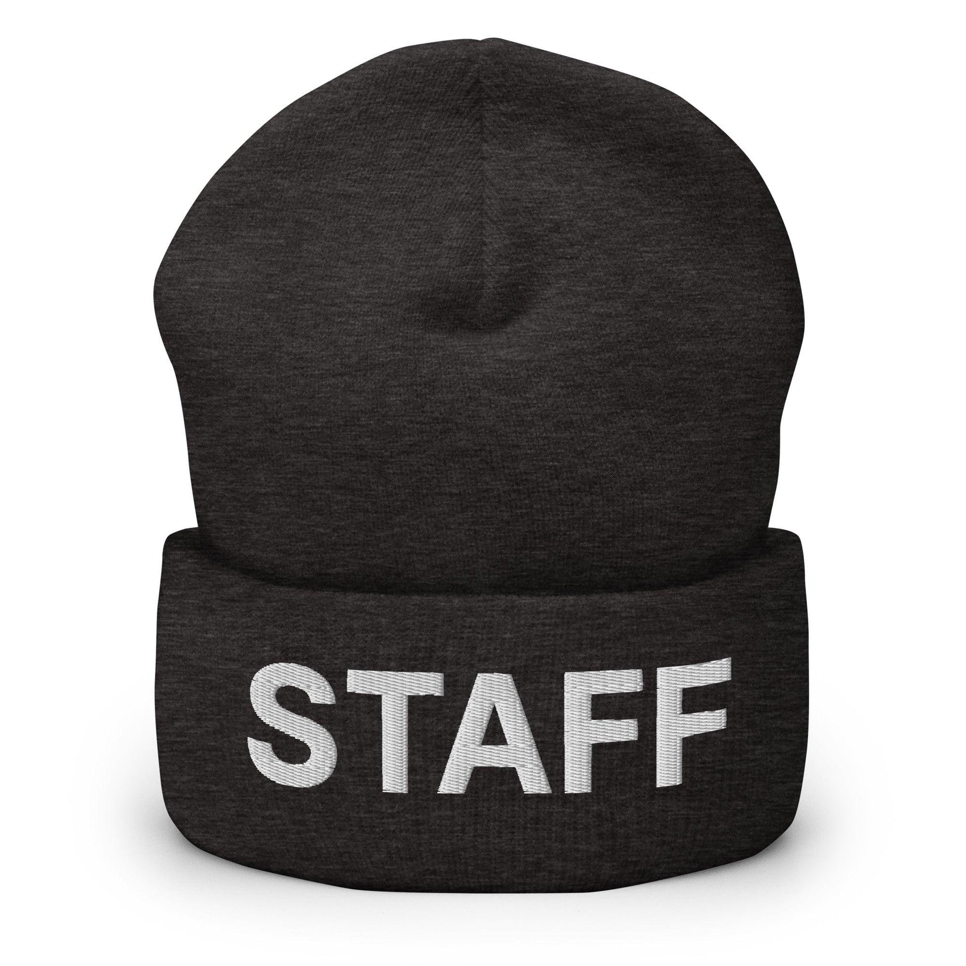 Staff Uniform Work Embroidered Knit Cuffed Beanie - Dark Grey