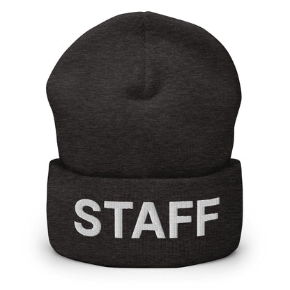 Staff Uniform Work Embroidered Knit Cuffed Beanie - Dark Grey