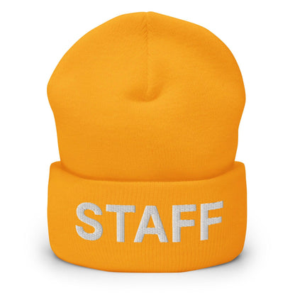 Staff Uniform Work Embroidered Knit Cuffed Beanie - Gold