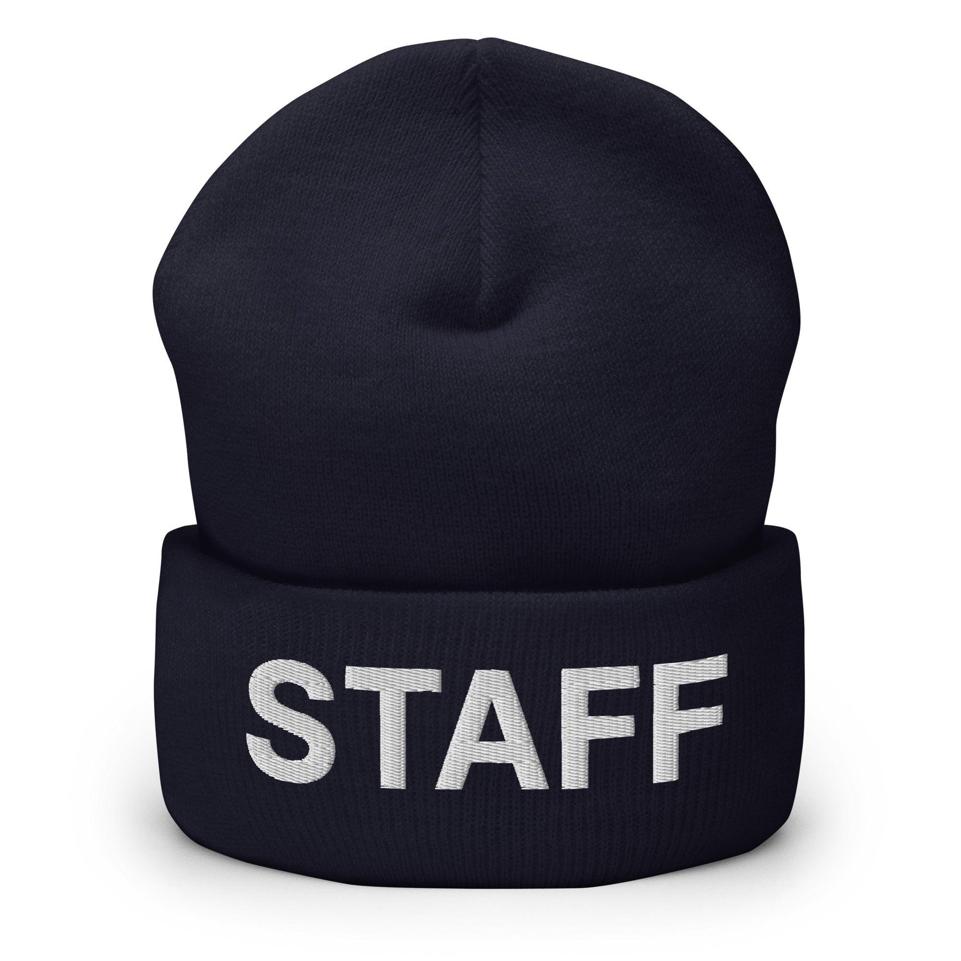Staff Uniform Work Embroidered Knit Cuffed Beanie - Navy