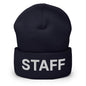 Staff Uniform Work Embroidered Knit Cuffed Beanie - Navy