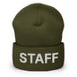 Staff Uniform Work Embroidered Knit Cuffed Beanie - Olive