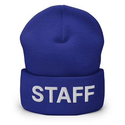 Staff Uniform Work Embroidered Knit Cuffed Beanie - Royal