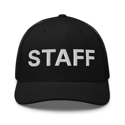 Staff Uniform Work Embroidered Mesh Trucker Hat - Black