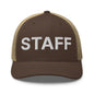 Staff Uniform Work Embroidered Mesh Trucker Hat - Brown/ Khaki