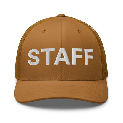 Staff Uniform Work Embroidered Mesh Trucker Hat - Caramel