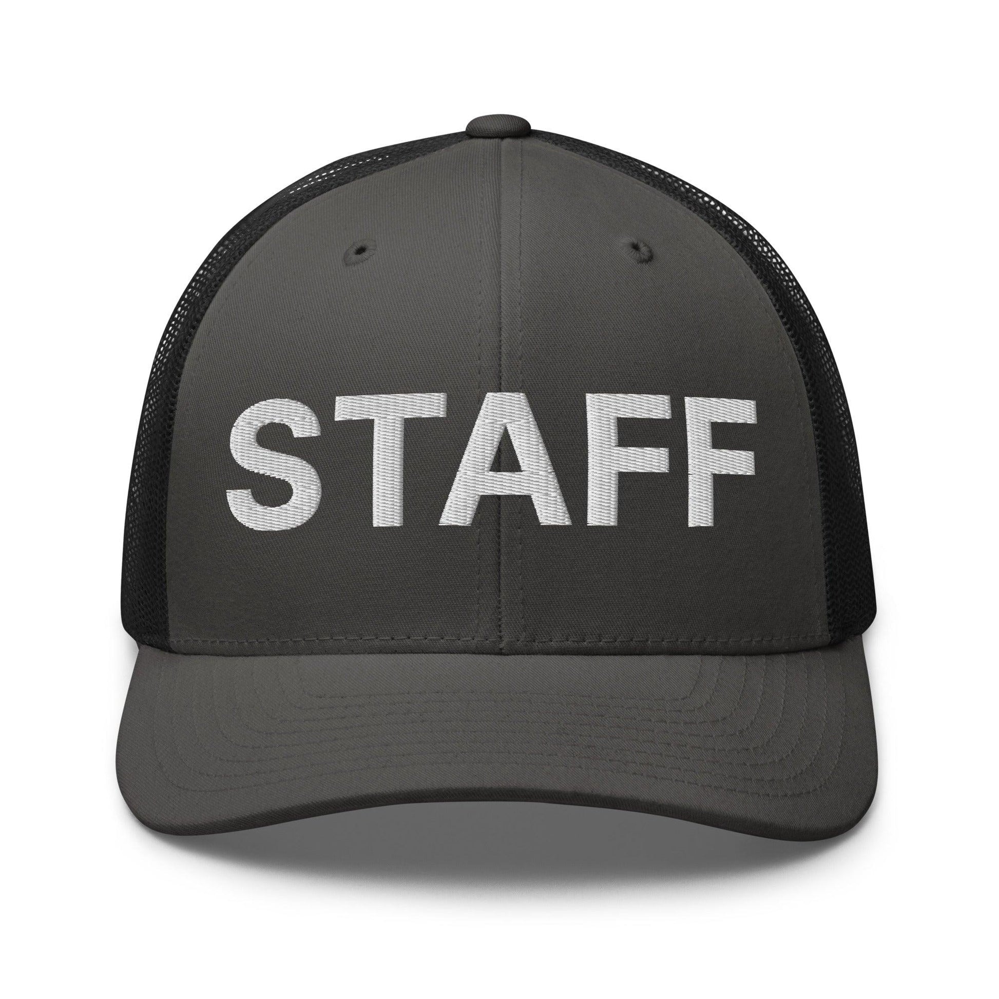 Staff Uniform Work Embroidered Mesh Trucker Hat - Charcoal/ Black