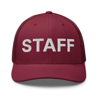 Staff Uniform Work Embroidered Mesh Trucker Hat - Cranberry
