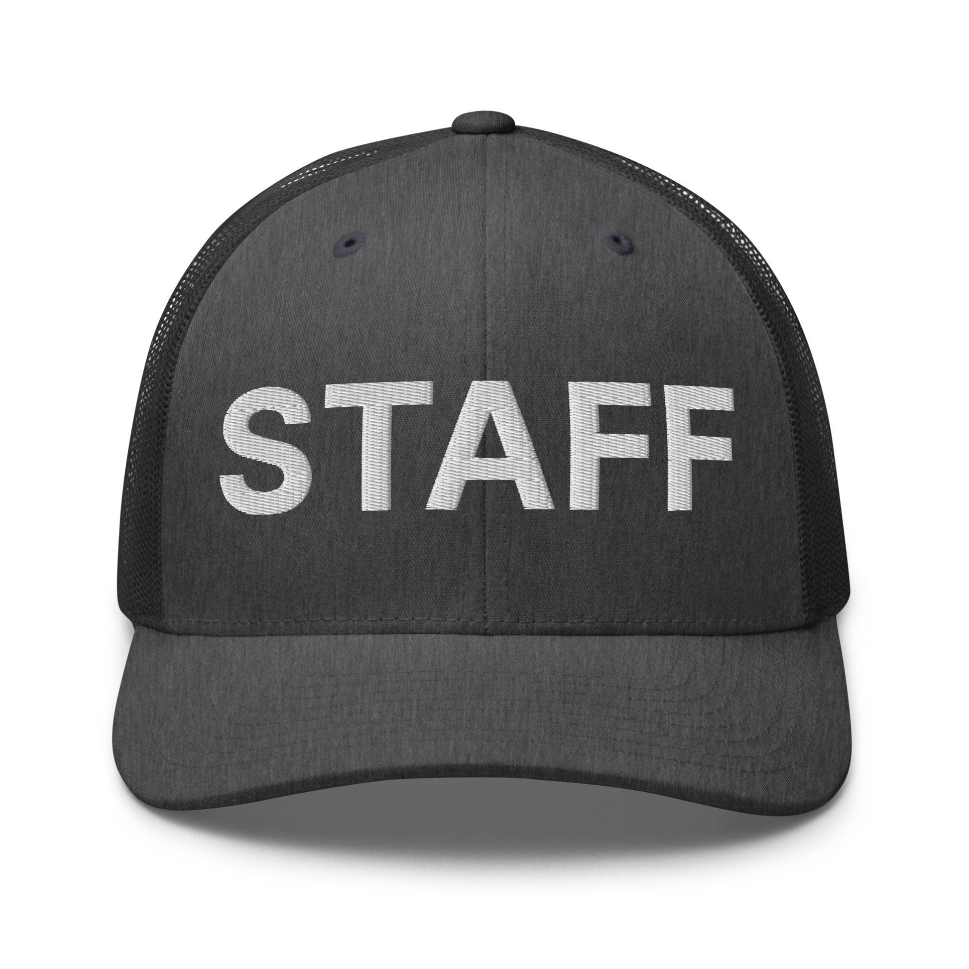 Staff Uniform Work Embroidered Mesh Trucker Hat - Dark Heather Gray
