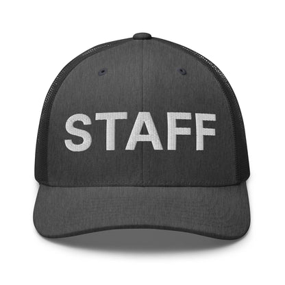 Staff Uniform Work Embroidered Mesh Trucker Hat - Dark Heather Gray
