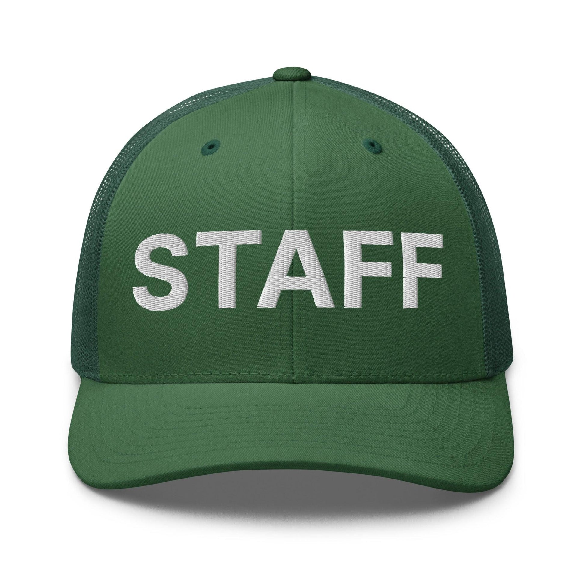 Staff Uniform Work Embroidered Mesh Trucker Hat - Evergreen