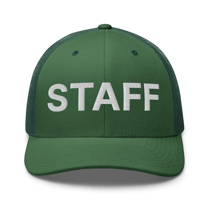 Staff Uniform Work Embroidered Mesh Trucker Hat - Evergreen