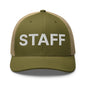 Staff Uniform Work Embroidered Mesh Trucker Hat - Moss/ Khaki