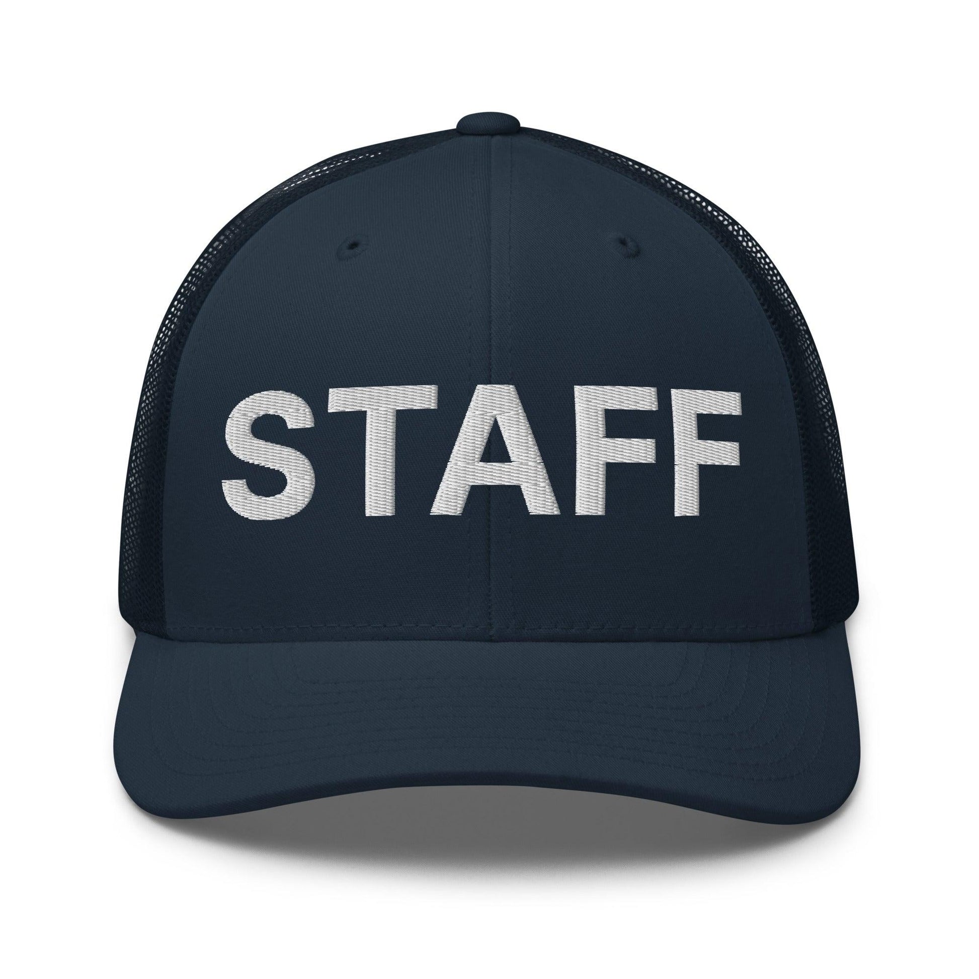 Staff Uniform Work Embroidered Mesh Trucker Hat - Navy